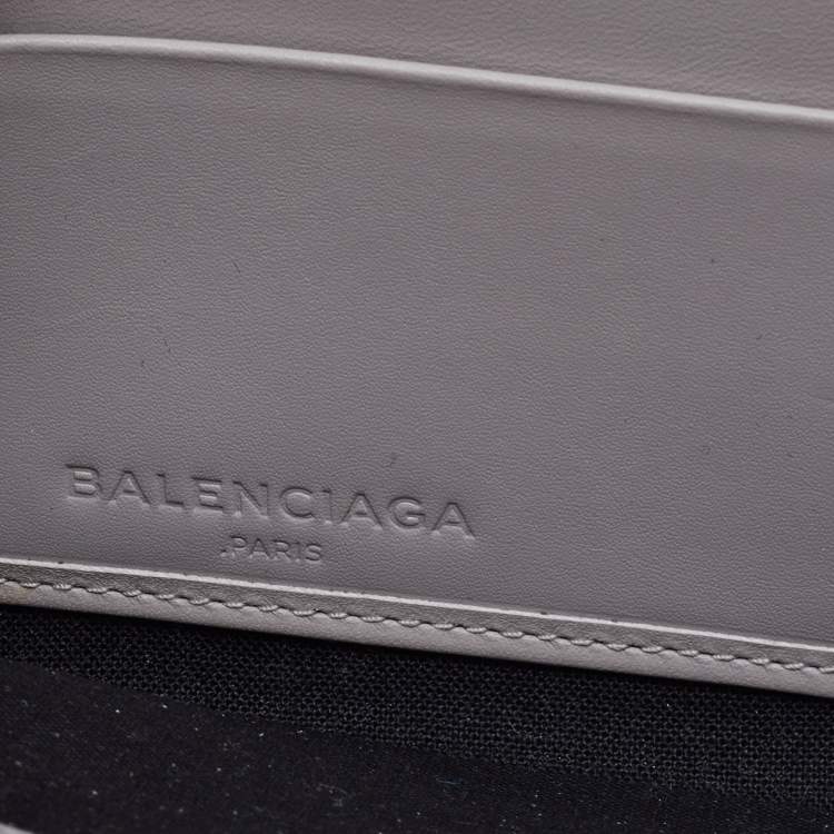 Pre Owned Balenciaga Grey/Blue Leather and Karung Leather Zip Around Wallet