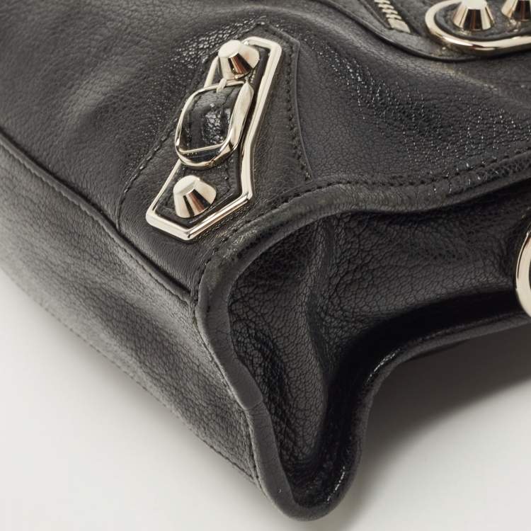 Pre Owned Balenciaga Black Leather Classic Mini City Tote