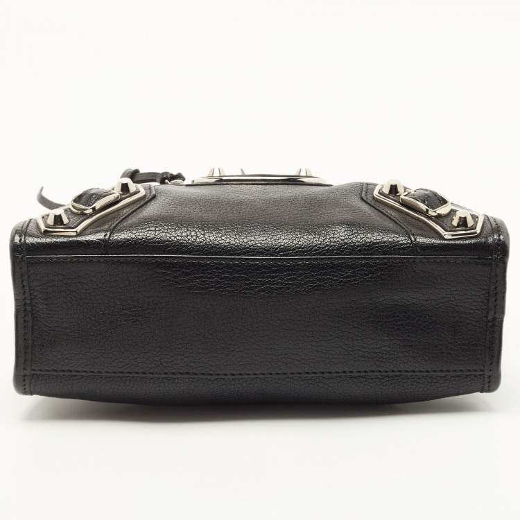 Pre Owned Balenciaga Black Leather Classic Mini City Tote
