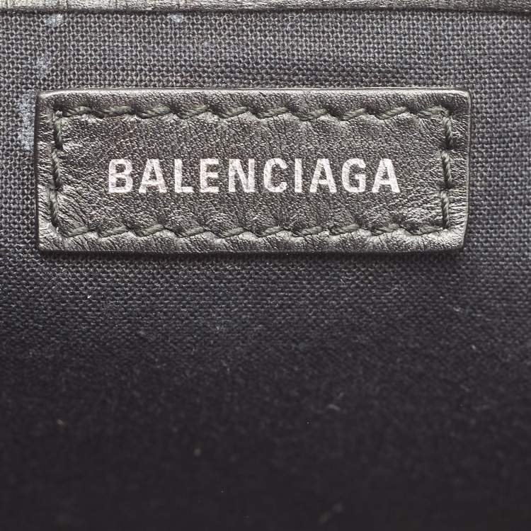 Pre Owned Balenciaga Black/White Canvas and Leather XS Cabas Tote