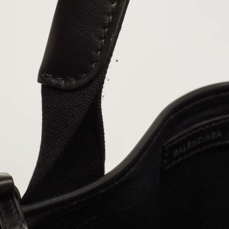 Pre Owned Balenciaga Black/White Canvas and Leather XS Cabas Tote