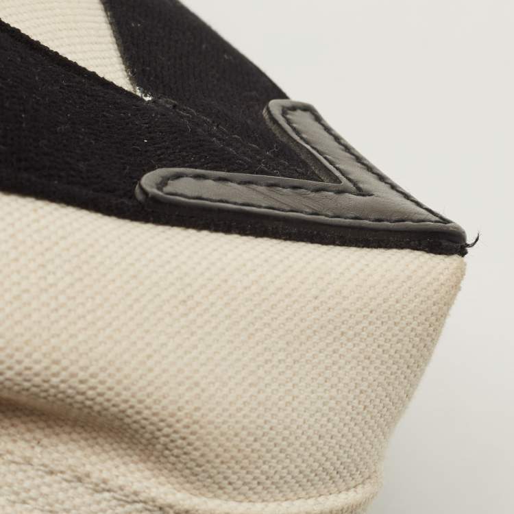 Pre Owned Balenciaga Black/White Canvas and Leather XS Cabas Tote