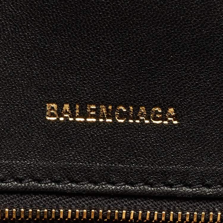 Pre Owned Balenciaga Black Croc Embossed Leather Small Hourglass Top Handle Bag