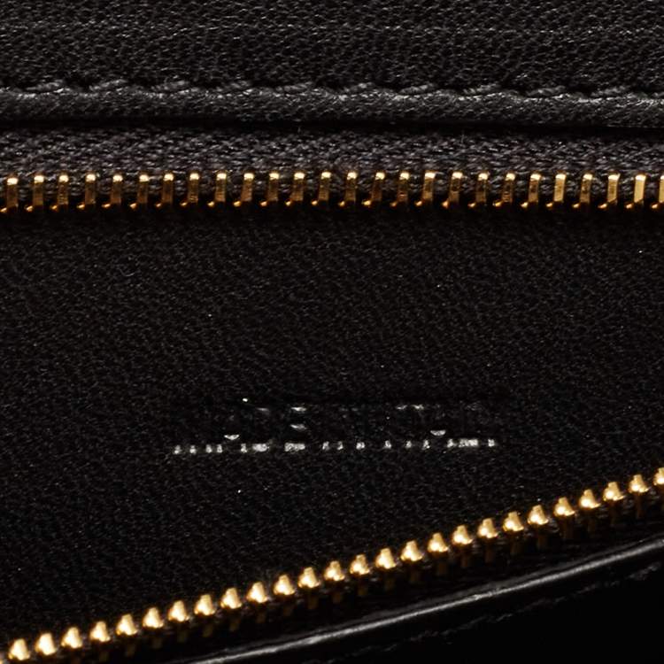 Pre Owned Balenciaga Black Croc Embossed Leather Small Hourglass Top Handle Bag