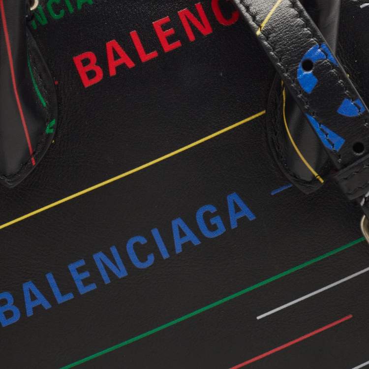 Pre Owned Balenciaga Black/Multicolor Leather XXS Ville Satchel