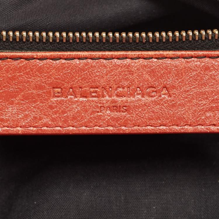 Pre Owned Balenciaga Rust Orange Leather Mini RGH City Bag