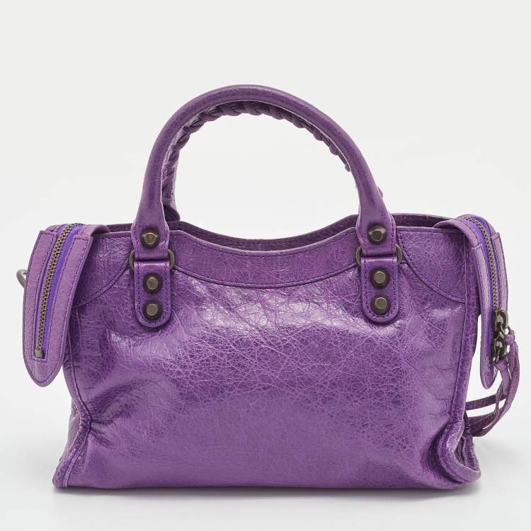 Pre Owned Balenciaga Ultraviolet Leather Mini RH Classic City Bag