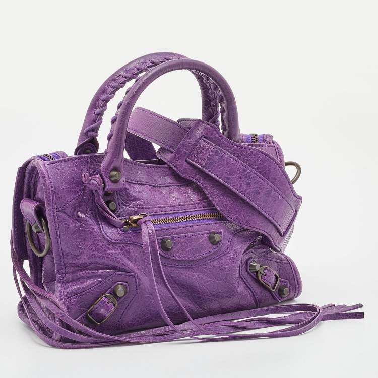 Pre Owned Balenciaga Ultraviolet Leather Mini RH Classic City Bag