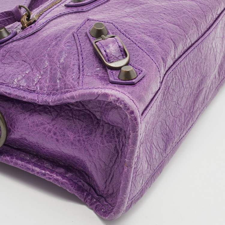 Pre Owned Balenciaga Ultraviolet Leather Mini RH Classic City Bag