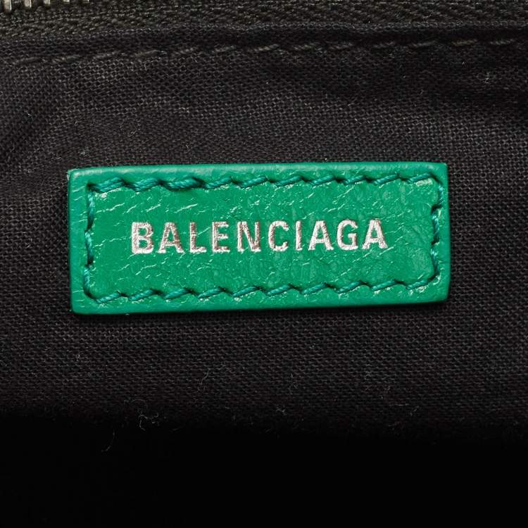 Pre Owned Balenciaga Green Leather Small Classic City RH Tote