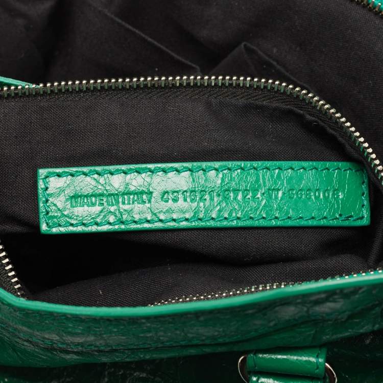 Pre Owned Balenciaga Green Leather Small Classic City RH Tote