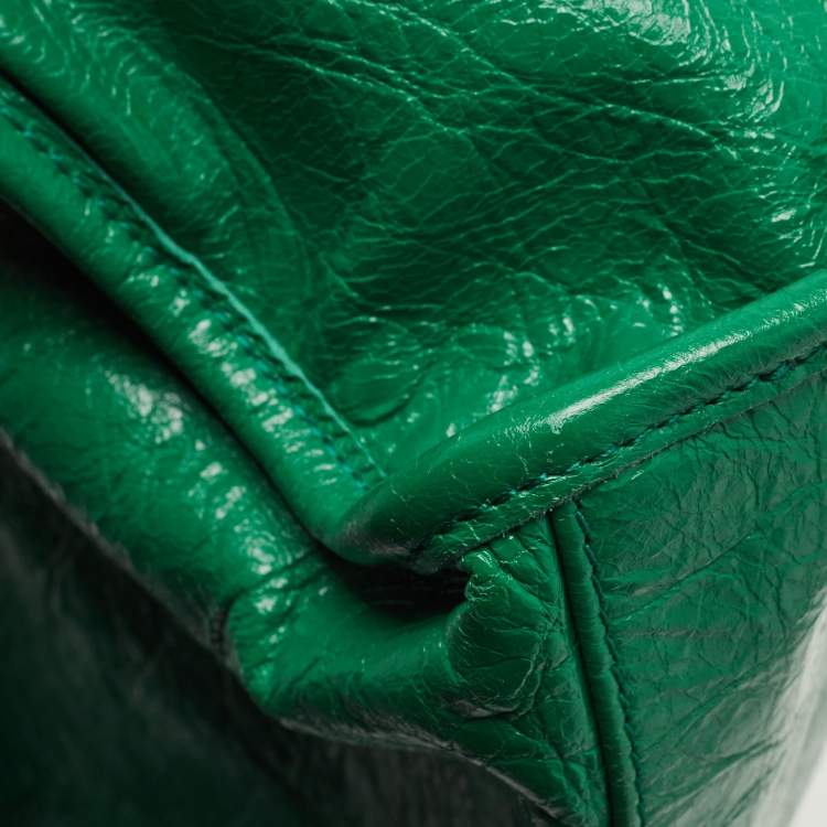 Pre Owned Balenciaga Green Leather Small Classic City RH Tote