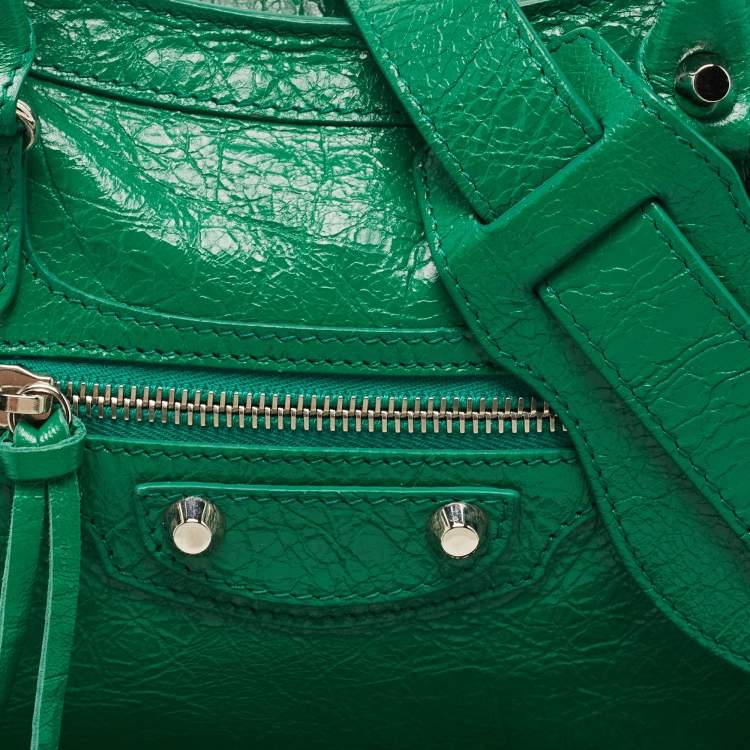 Pre Owned Balenciaga Green Leather Small Classic City RH Tote