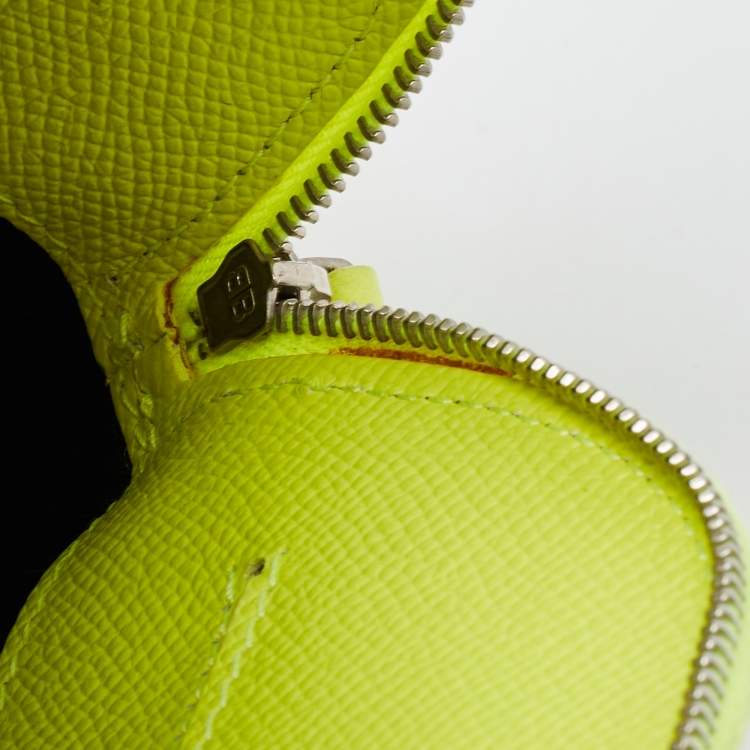 Pre Owned Balenciaga Neon Yellow Leather XXS Ville Satchel