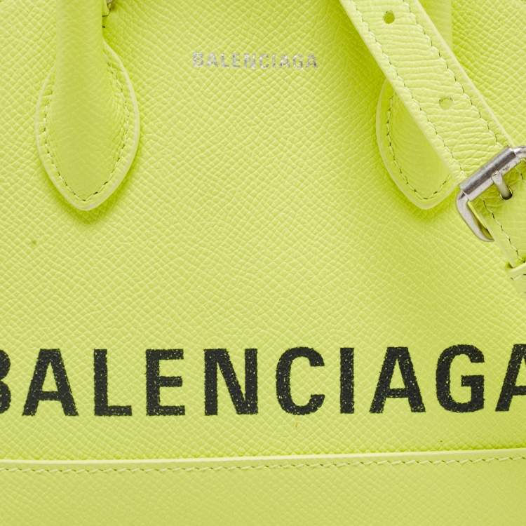 Pre Owned Balenciaga Neon Yellow Leather XXS Ville Satchel