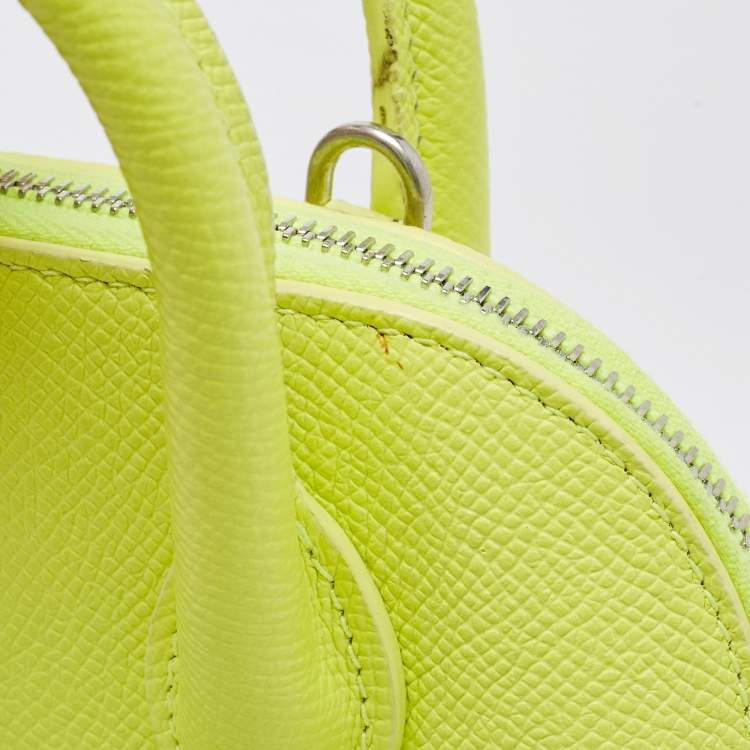 Pre Owned Balenciaga Neon Yellow Leather XXS Ville Satchel