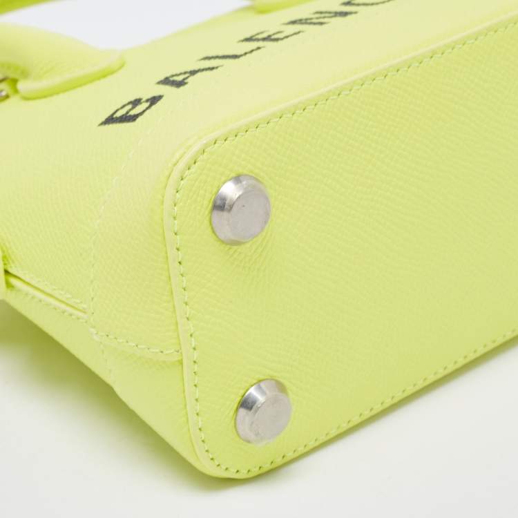 Pre Owned Balenciaga Neon Yellow Leather XXS Ville Satchel