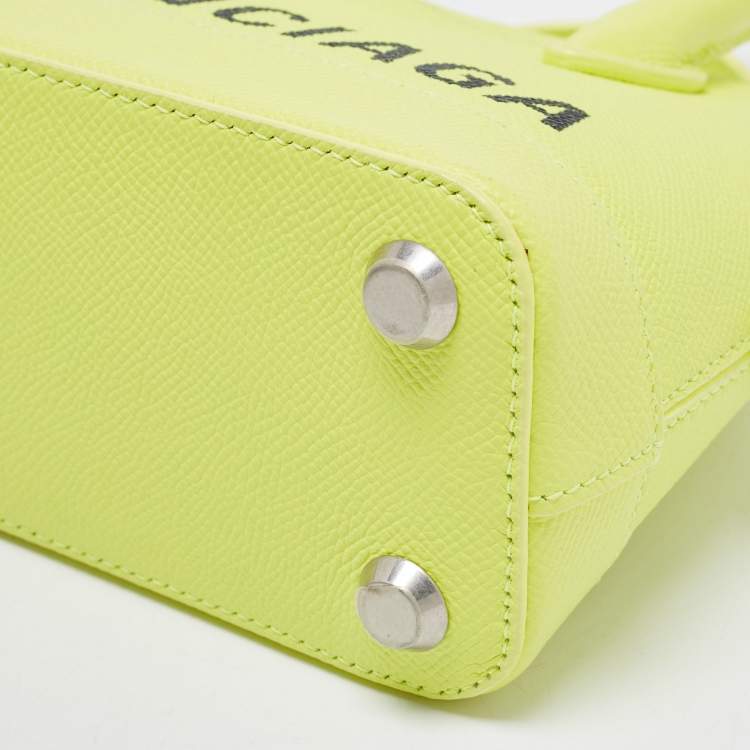 Pre Owned Balenciaga Neon Yellow Leather XXS Ville Satchel