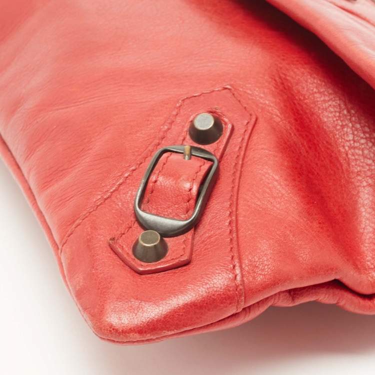 Pre Owned Balenciaga Orange Leather Classic Envelope Clutch