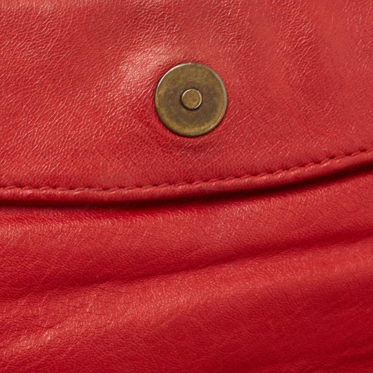 Pre Owned Balenciaga Orange Leather Classic Envelope Clutch