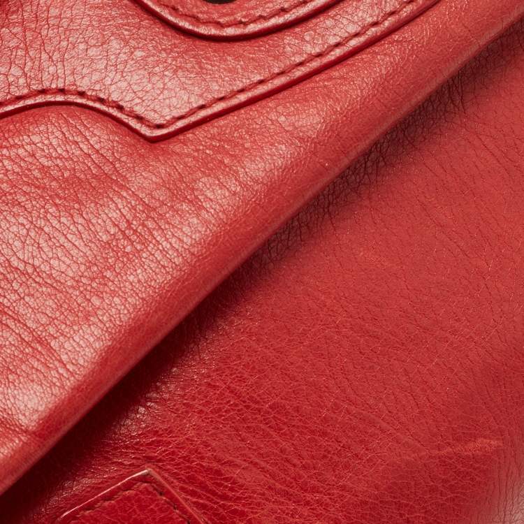 Pre Owned Balenciaga Orange Leather Classic Envelope Clutch