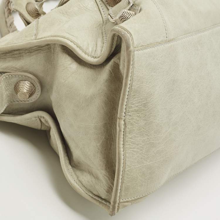 Pre Owned Balenciaga Light Green Leather Giant 21 Silver Hardware Part-Time Tote