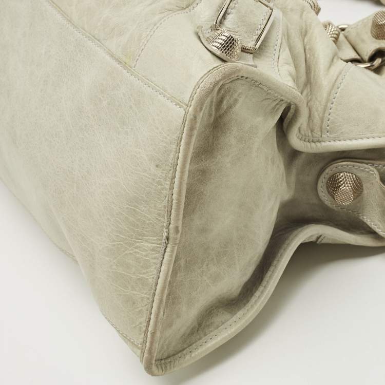 Pre Owned Balenciaga Light Green Leather Giant 21 Silver Hardware Part-Time Tote