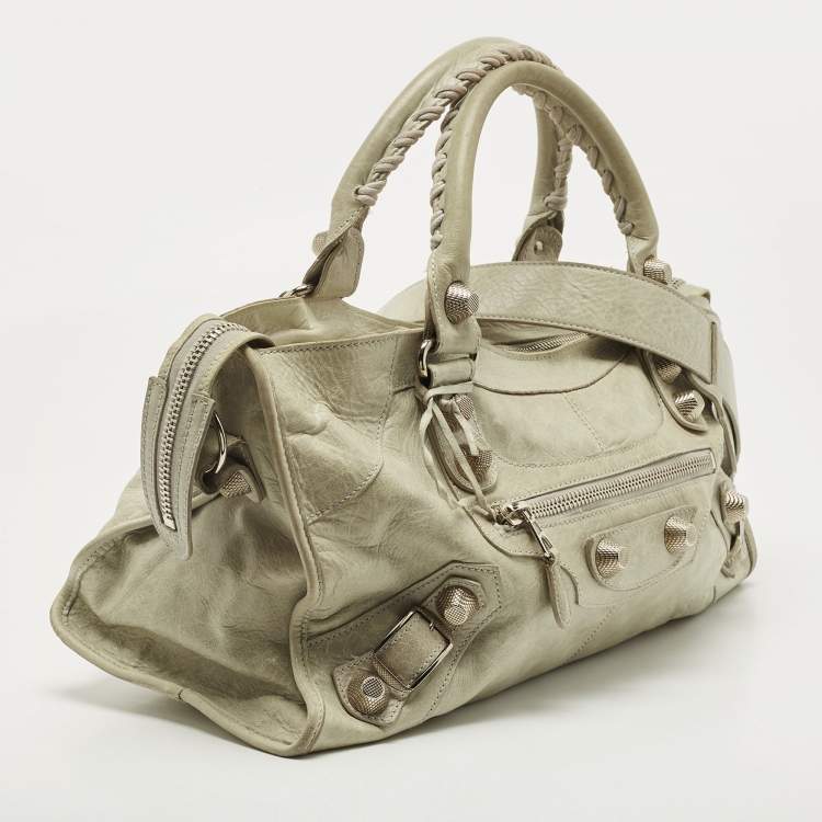 Pre Owned Balenciaga Light Green Leather Giant 21 Silver Hardware Part-Time Tote