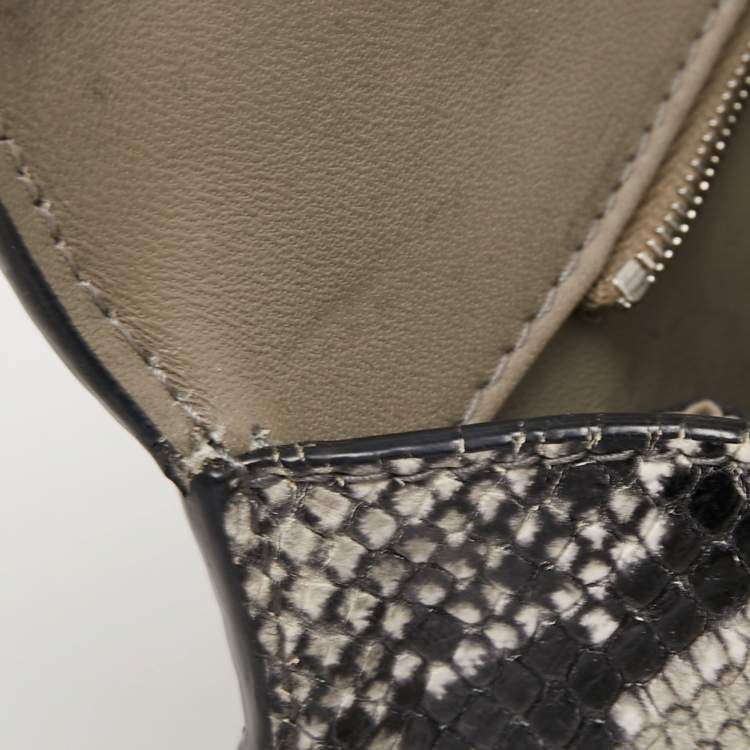 Pre Owned Balenciaga Black/Grey Python Embossed Leather Hourglass Top Handle Bag