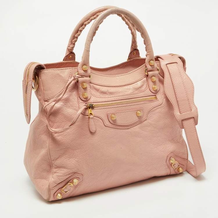 Pre Owned Balenciaga Rose Peche Leather RH Velo Bag