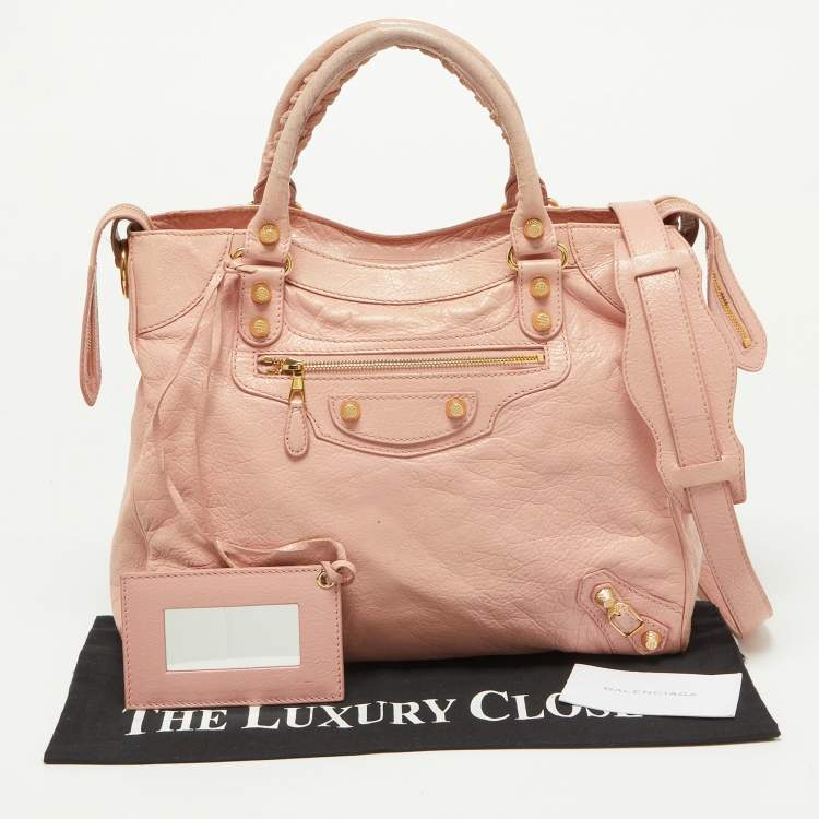 Pre Owned Balenciaga Rose Peche Leather RH Velo Bag