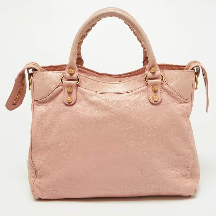 Pre Owned Balenciaga Rose Peche Leather RH Velo Bag