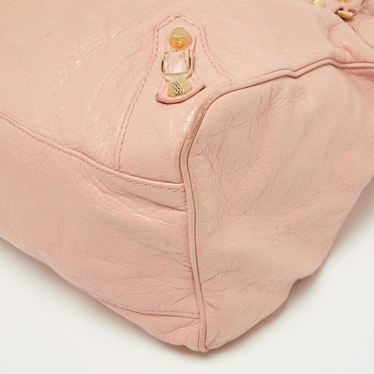 Pre Owned Balenciaga Rose Peche Leather RH Velo Bag