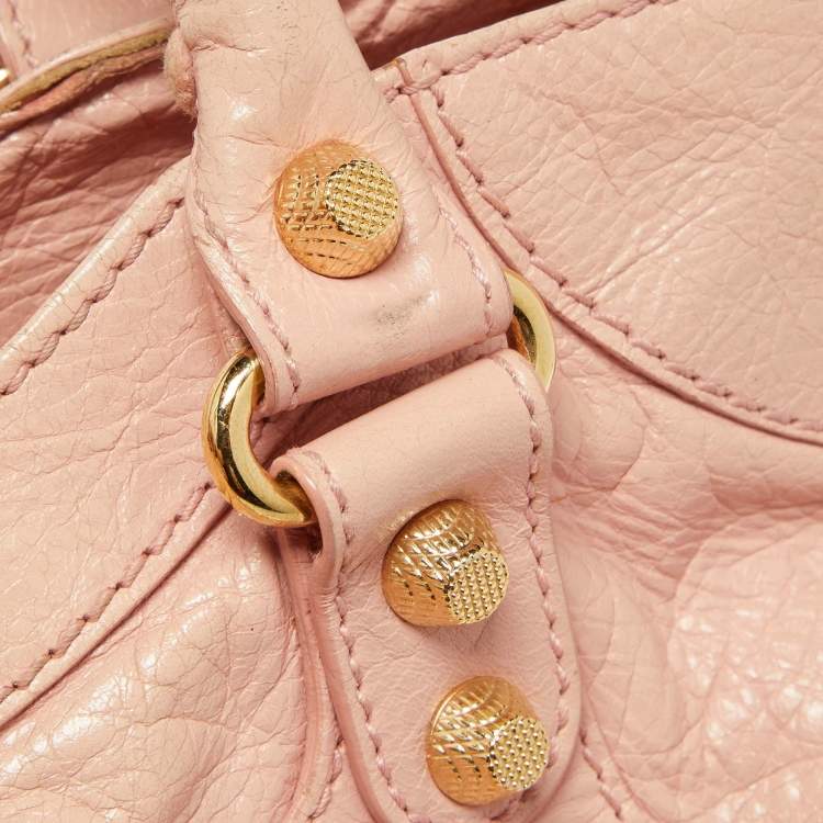 Pre Owned Balenciaga Rose Peche Leather RH Velo Bag