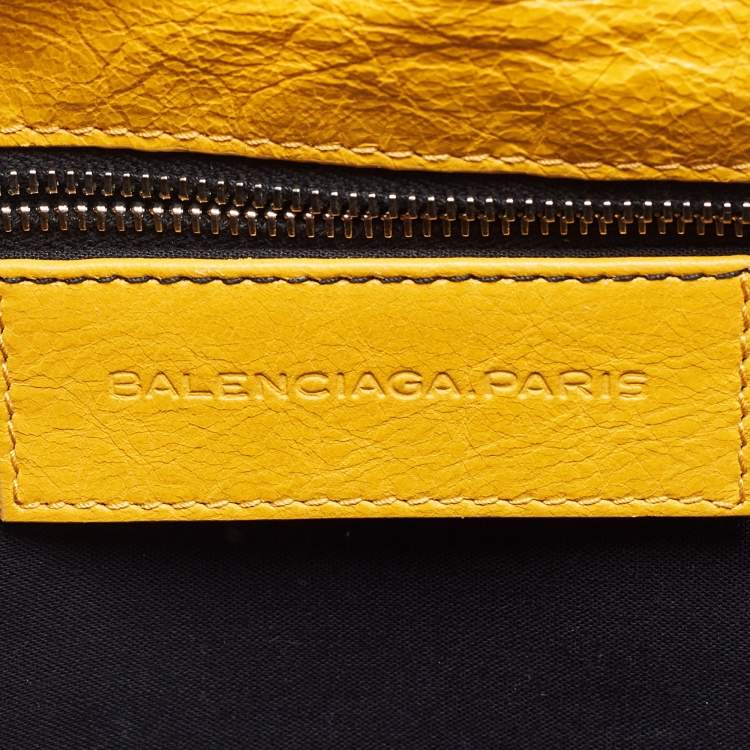 Pre Owned Balenciaga Mustard Leather RSH Envelope Clutch