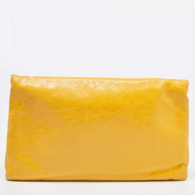 Pre Owned Balenciaga Mustard Leather RSH Envelope Clutch