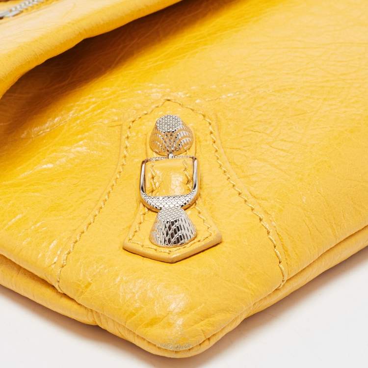 Pre Owned Balenciaga Mustard Leather RSH Envelope Clutch