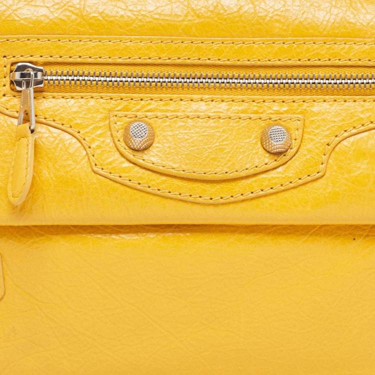 Pre Owned Balenciaga Mustard Leather RSH Envelope Clutch