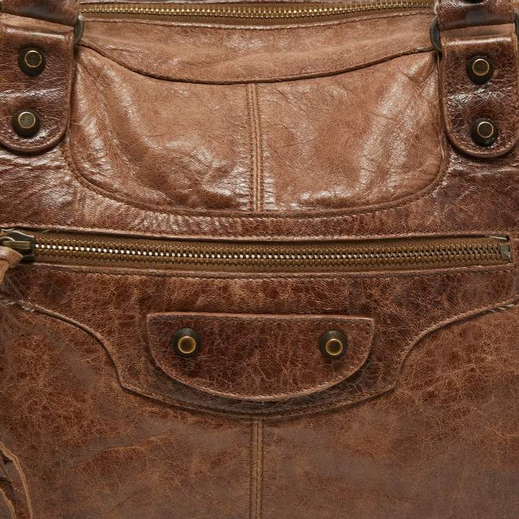 Pre Owned Balenciaga Dark Brown Leather RH Work Tote