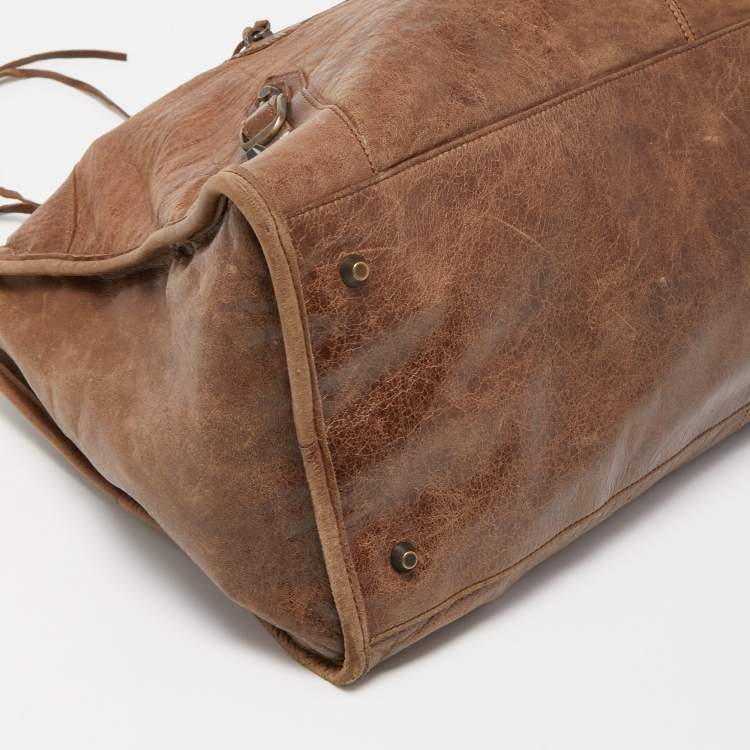 Pre Owned Balenciaga Dark Brown Leather RH Work Tote