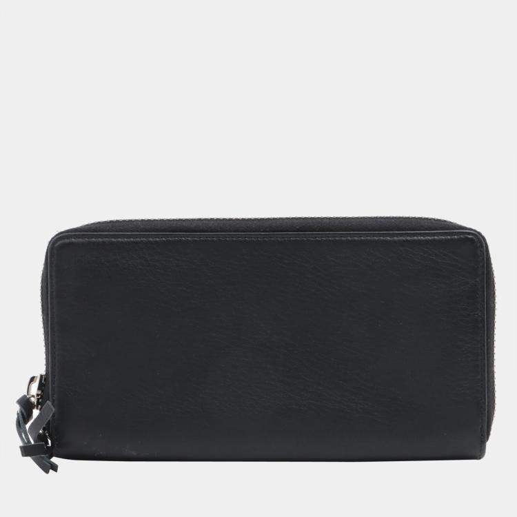 Balenciaga Papier Money 381226 Leather Round-Zip-Wallet Black Coin purse  discoloration Balenciaga