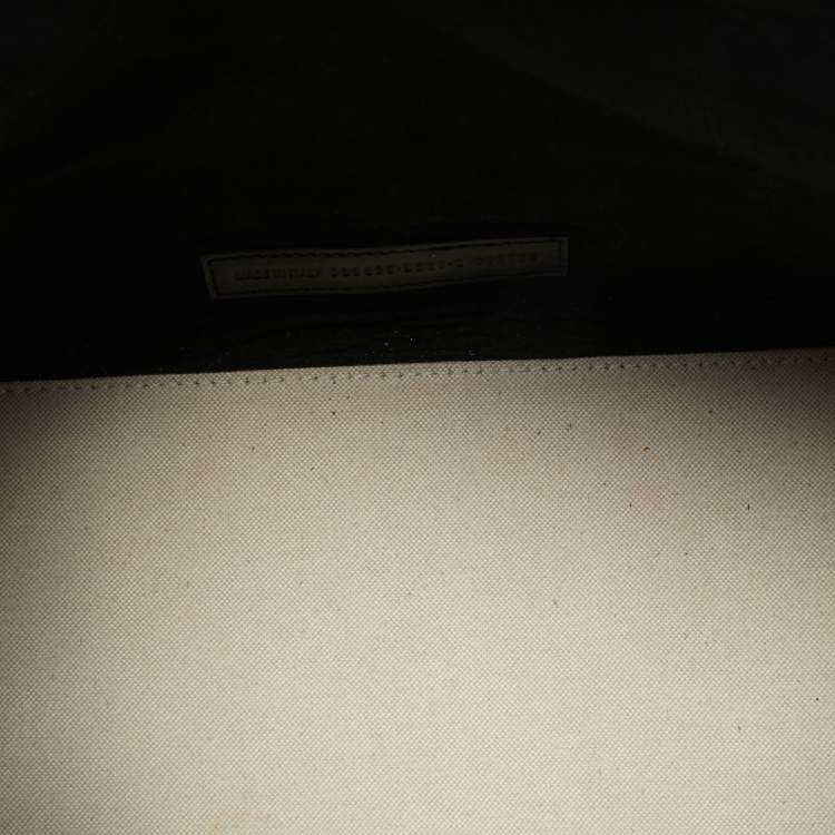 Pre Owned Balenciaga Off White/Black Printed Canvas and Leather Small Cabas Tote