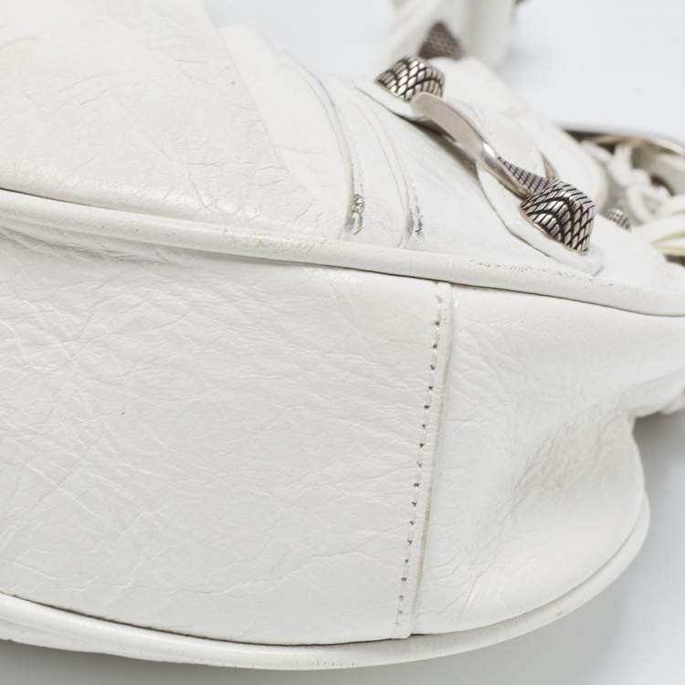 Pre Owned Balenciaga White Leather XS Le Cagole Shoulder Bag