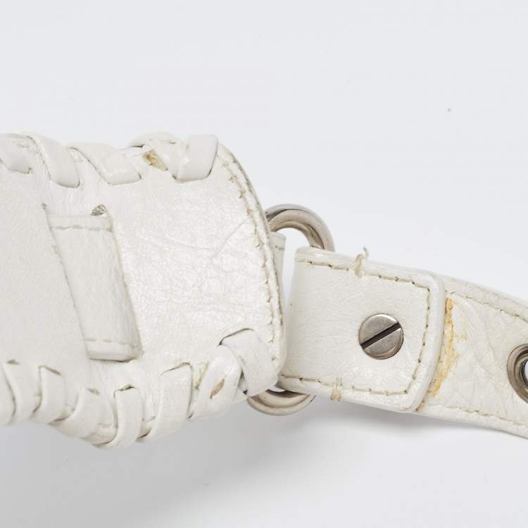 Pre Owned Balenciaga White Leather XS Le Cagole Shoulder Bag