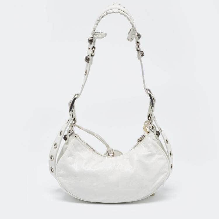 Pre Owned Balenciaga White Leather XS Le Cagole Shoulder Bag