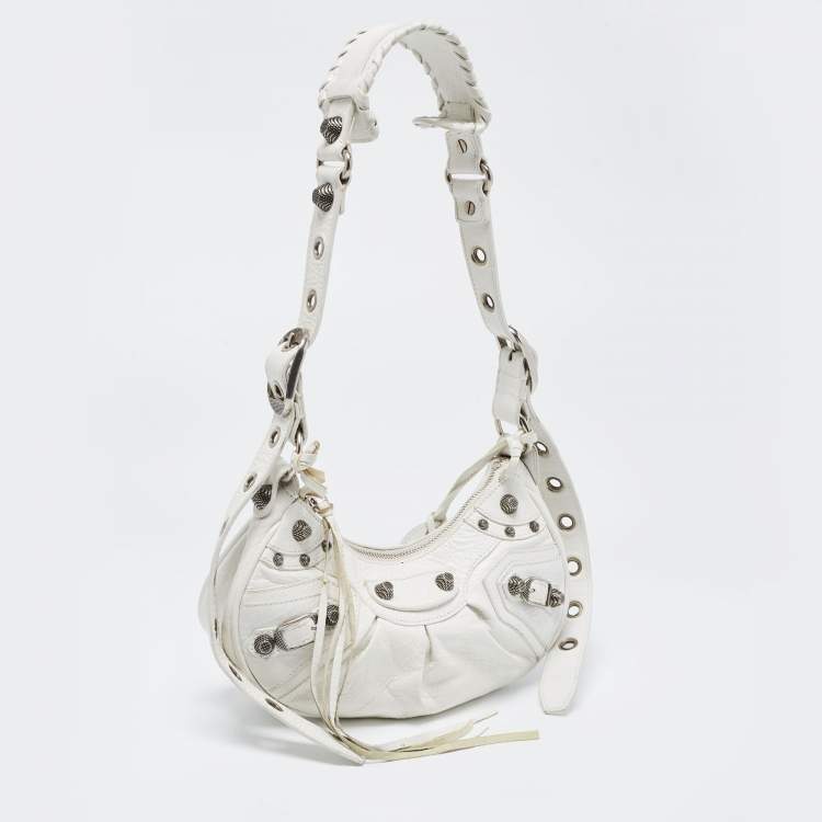 Pre Owned Balenciaga White Leather XS Le Cagole Shoulder Bag