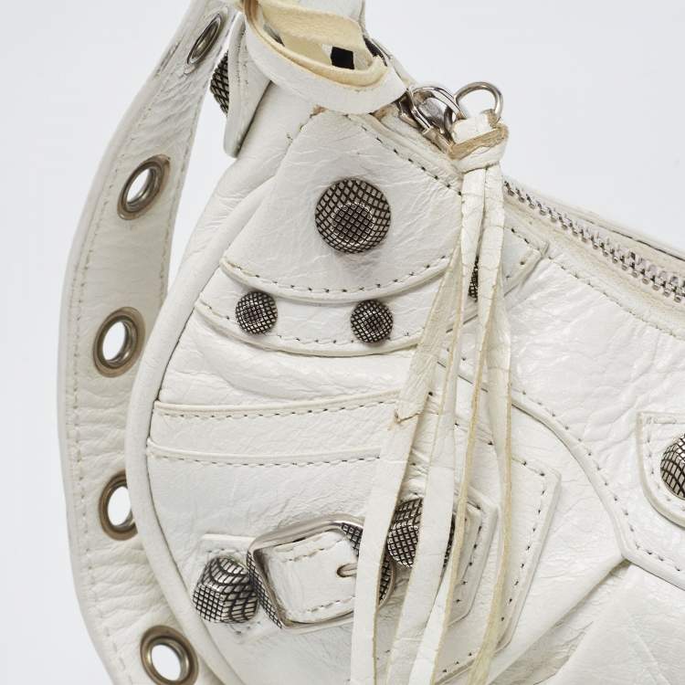 Pre Owned Balenciaga White Leather XS Le Cagole Shoulder Bag