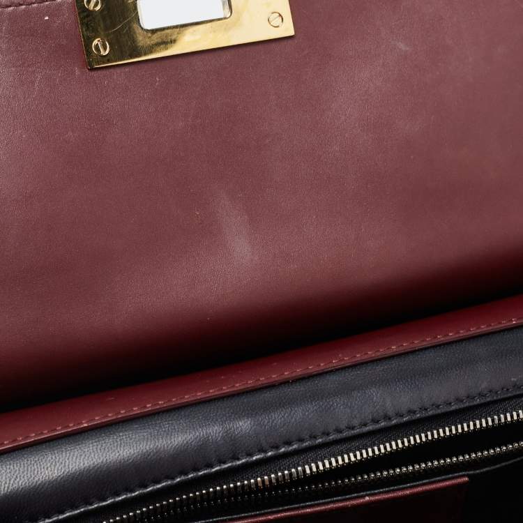 Pre Owned Balenciaga Burgundy Leather Le Dix Cartable Top Handle Bag