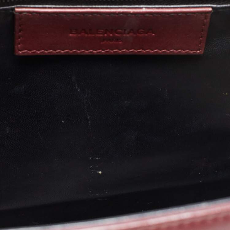 Pre Owned Balenciaga Burgundy Leather Le Dix Cartable Top Handle Bag
