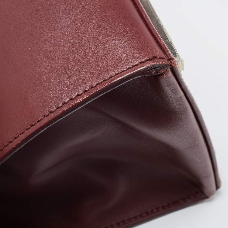 Pre Owned Balenciaga Burgundy Leather Le Dix Cartable Top Handle Bag